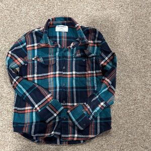 Old Navy Kids Plaid Button-Down Shirt - Teal and Navy